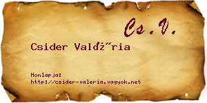 Csider Valéria névjegykártya
